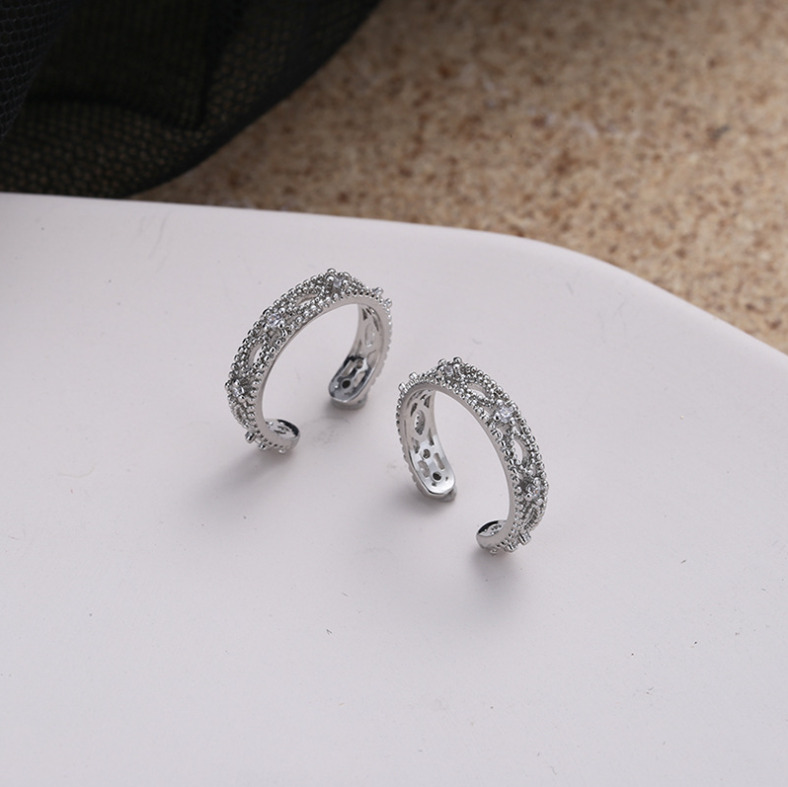 Sterling Silver CZ Clip Ear Cuff Earrings