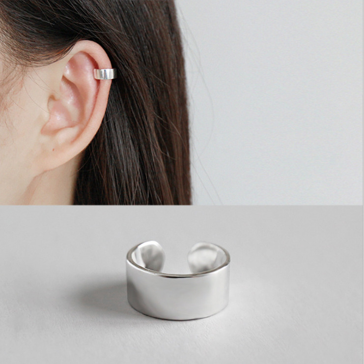 925 Sterling Silver Wide Band Ear Cuff Earring