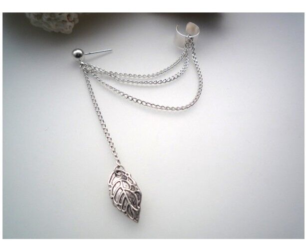 Punk Rock Leaf Dangle Tassel Earring Set