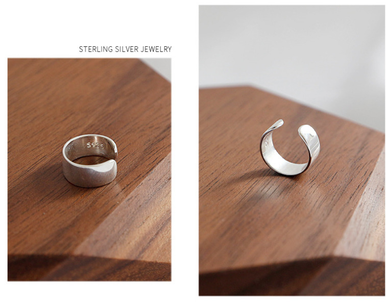 925 Sterling Silver Wide Band Ear Cuff Earring