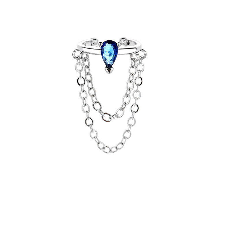Silver Plated Teardrop Star Ear Cuff Earring