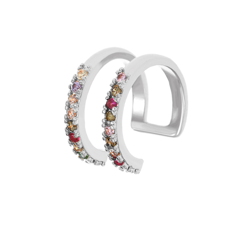 Silver Plated Double Layer CZ Ear Cuff Earring