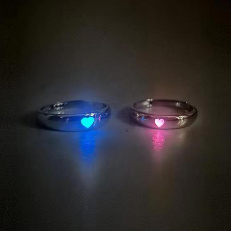 Luminous Heart Couple Ring - Adjustable Glow-in-Dark