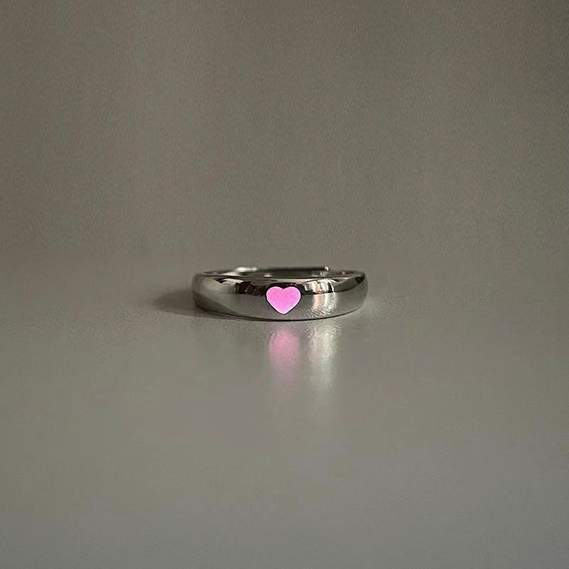 Luminous Heart Couple Ring - Adjustable Glow-in-Dark