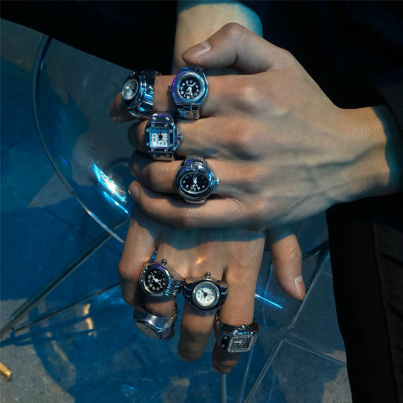 Retro Punk Alloy Finger Watch and Ring Set