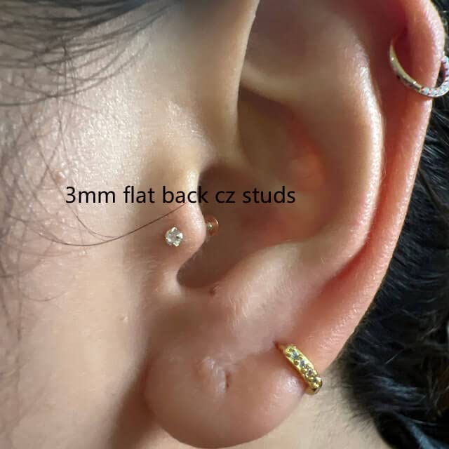 Gold Plated CZ Stud Earrings for Ear Piercings