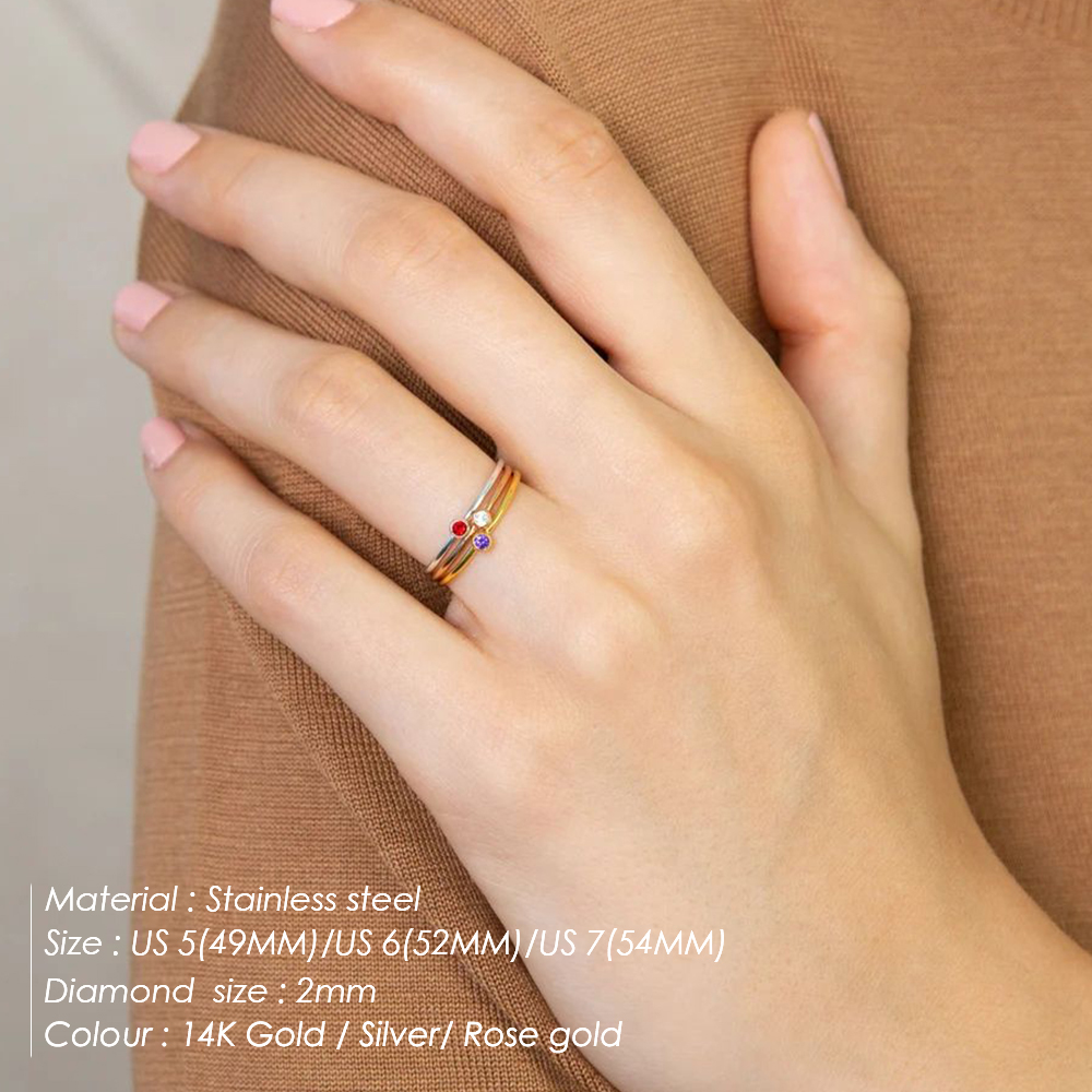 Gold Birthstone Ring for Women - Simple Style