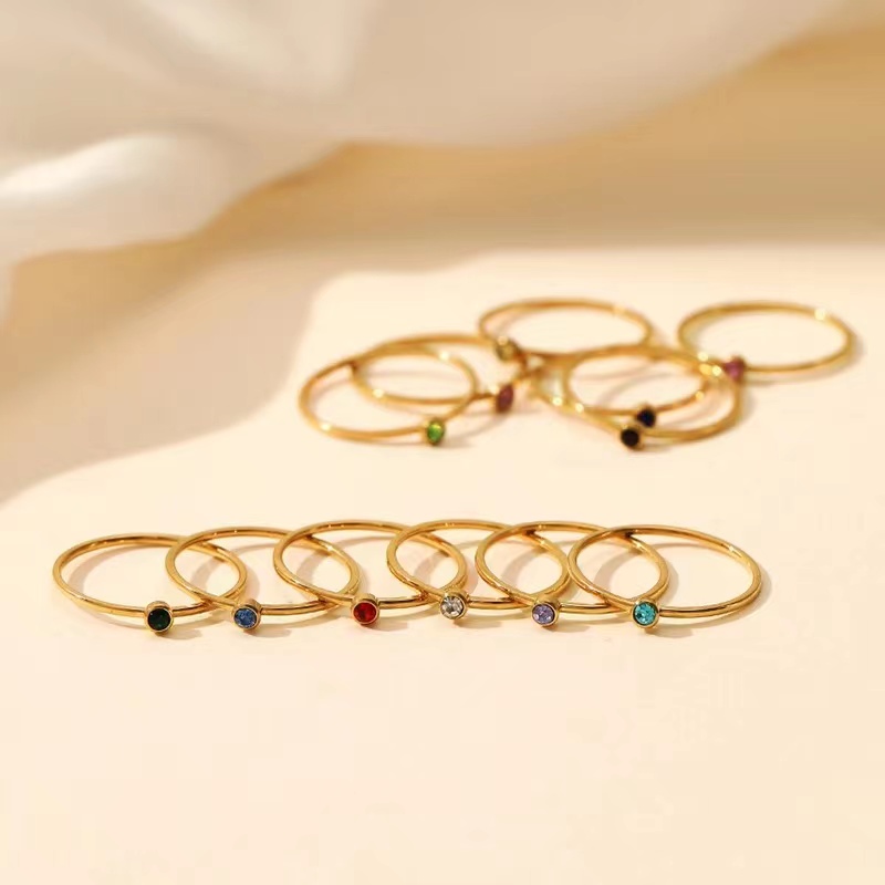 Gold Birthstone Ring for Women - Simple Style
