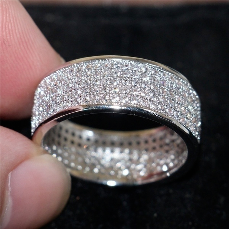 Elegant Silver & Gold Zircon Inlaid Ring
