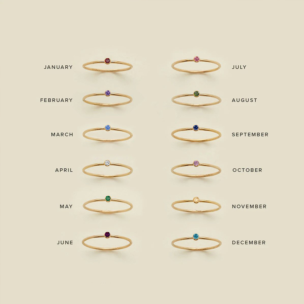 Gold Birthstone Ring for Women - Simple Style