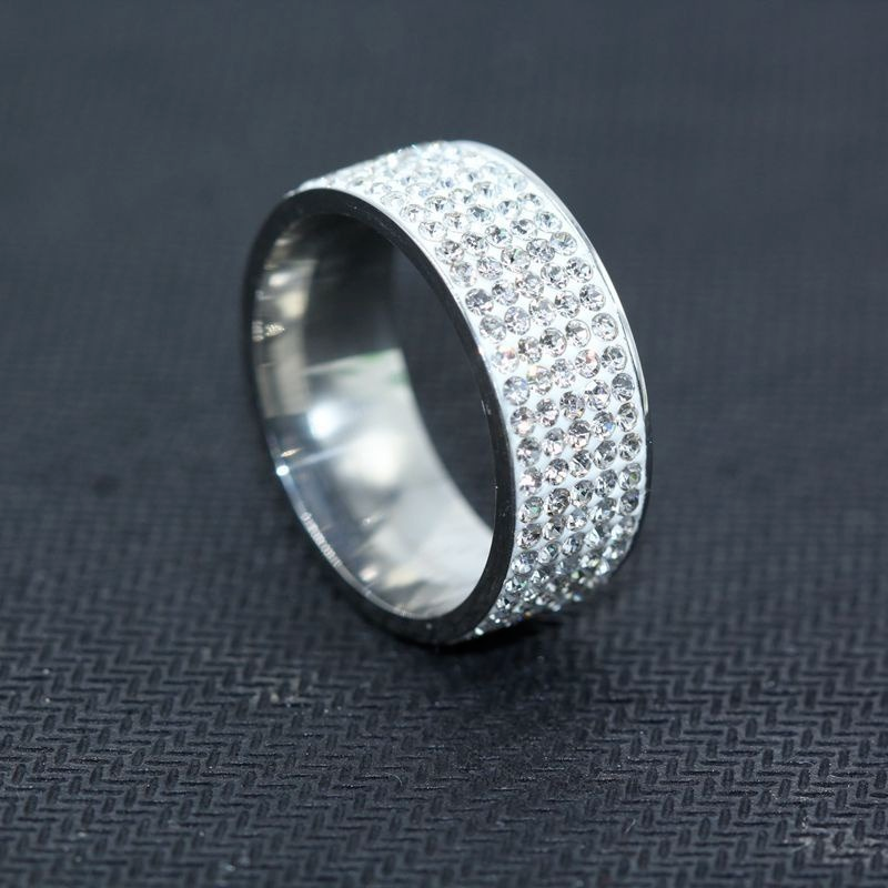 Elegant Silver & Gold Zircon Inlaid Ring