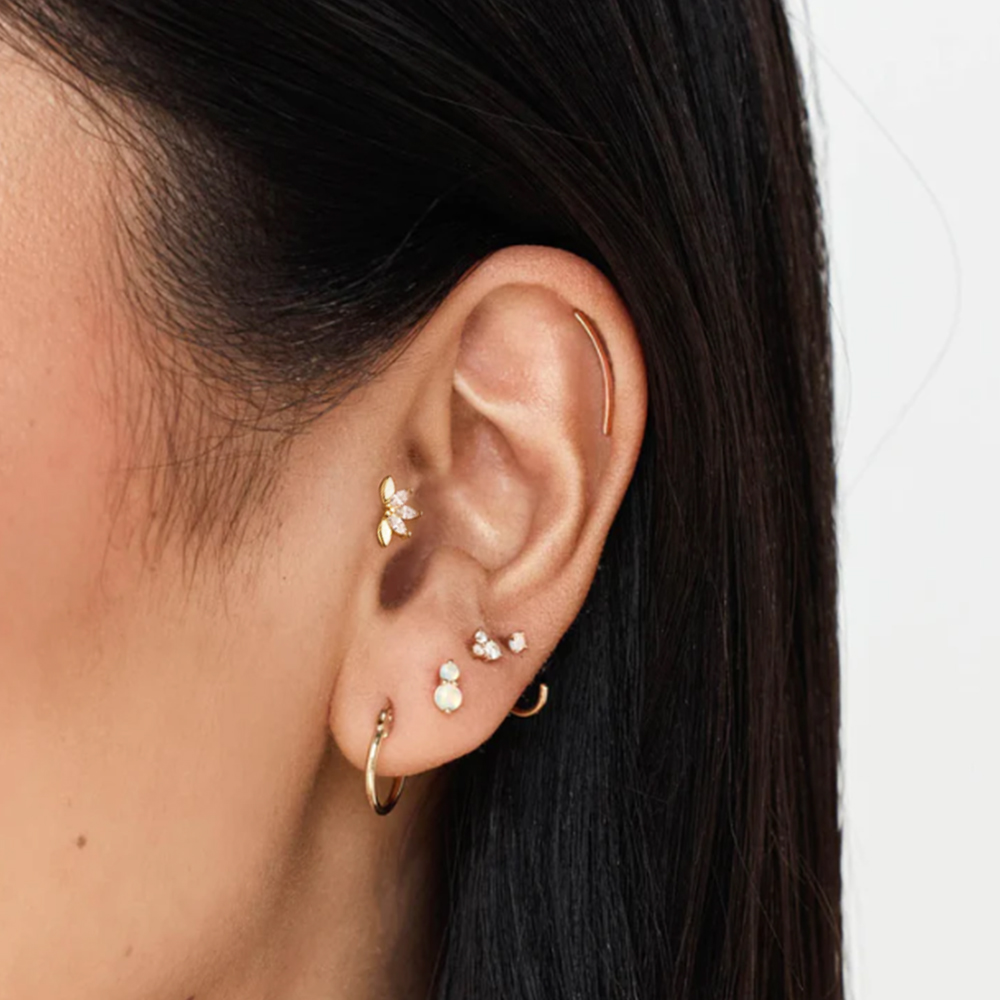 Sterling Silver Flower Cartilage Stud Earrings