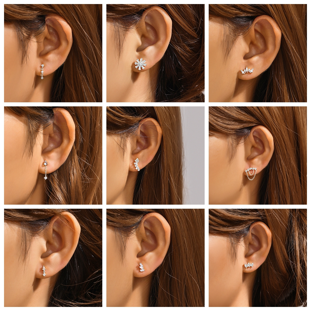 Sterling Silver Flower Cartilage Stud Earrings