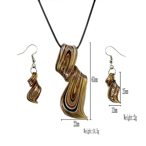 Handmade Geometric Glass Earrings and Necklace Set - Blue