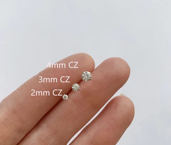 Gold Plated CZ Stud Earrings for Ear Piercings