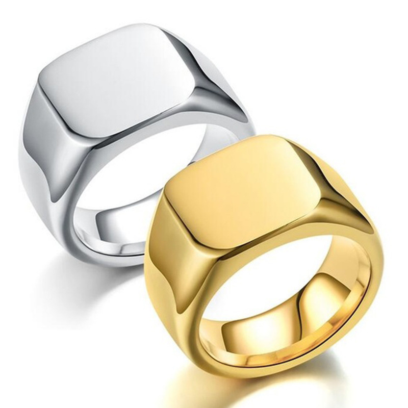 Geometric Metal Glossy Signet Ring for Men
