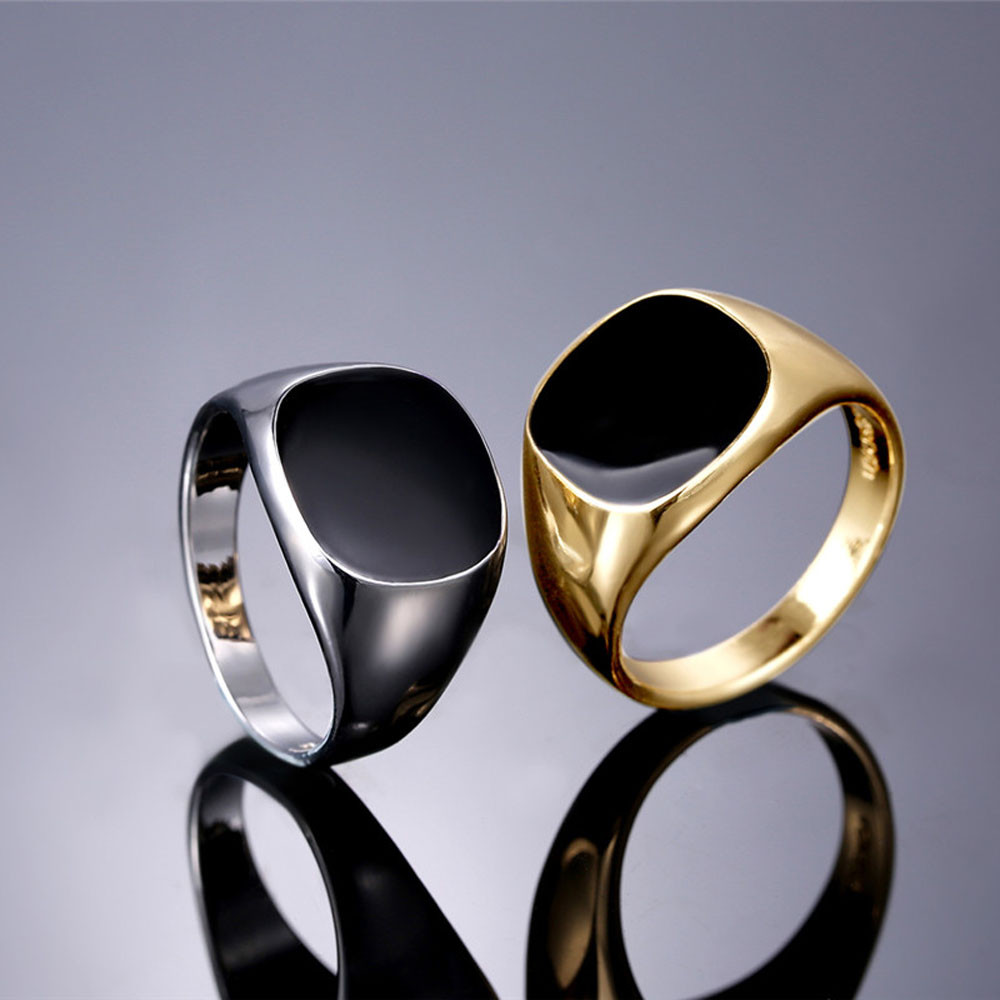 Geometric Metal Glossy Signet Ring for Men