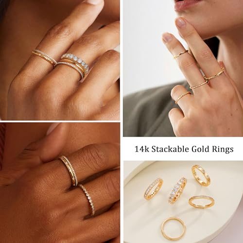 Dainty Gold Stacking Rings for Women - Size 5-10