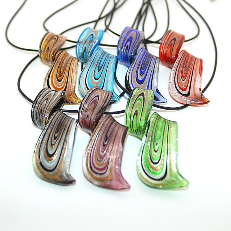 Handmade Geometric Glass Earrings and Necklace Set - Blue