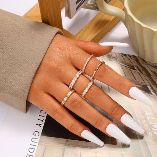 Dainty Gold Stacking Rings for Women - Size 5-10