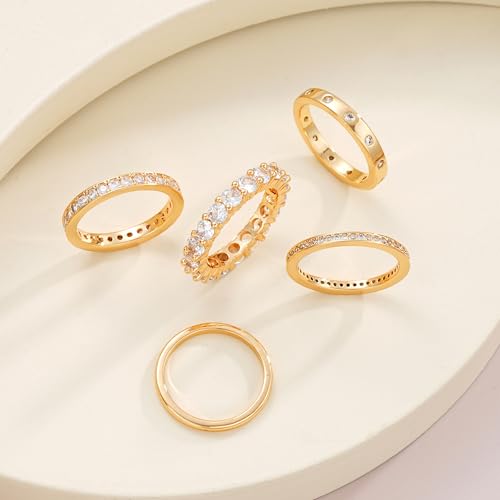 Dainty Gold Stacking Rings for Women - Size 5-10