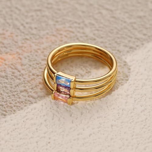 Dainty Gold Birthstone Stackable Ring for Women