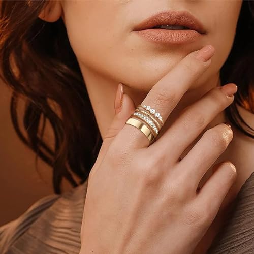 60 Pcs Gold Stackable Rings Set for Women