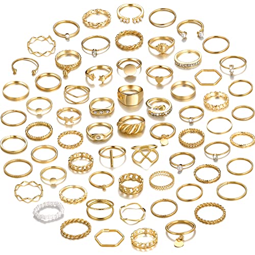 Gold Stackable Knuckle Rings Set for Women