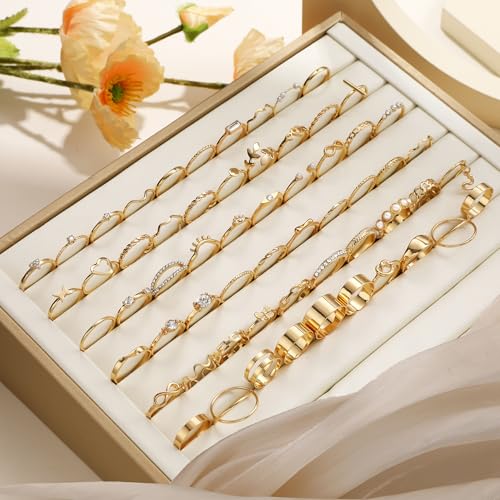 60 Pcs Gold Stackable Rings Set for Women