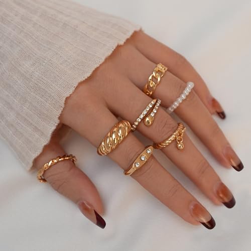 Gold Stackable Knuckle Rings Set for Women