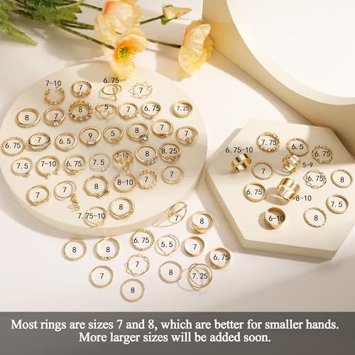 60 Pcs Gold Stackable Rings Set for Women
