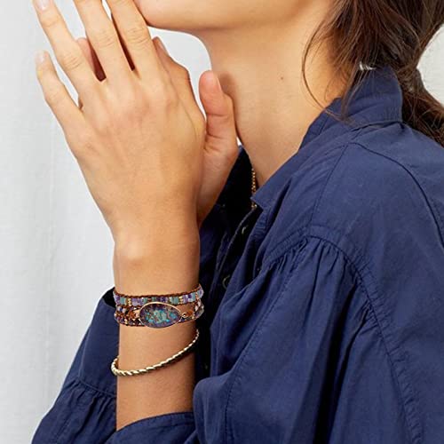 Blue Purple Imperial Jasper Crystal Hematite 3-Wrap Bracelets