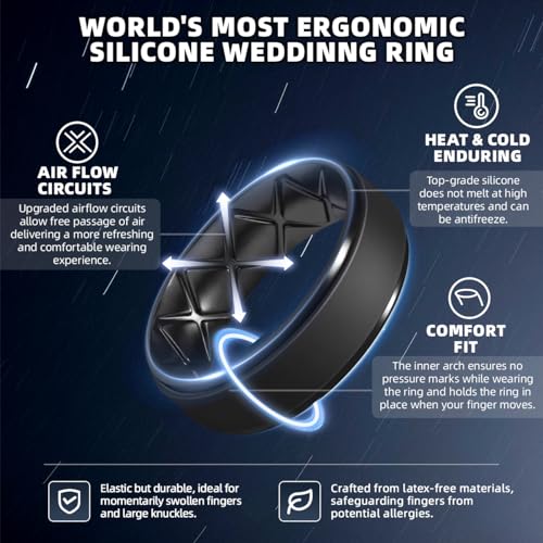 Ergonomic Silicone Rings for Men, Breathable Design