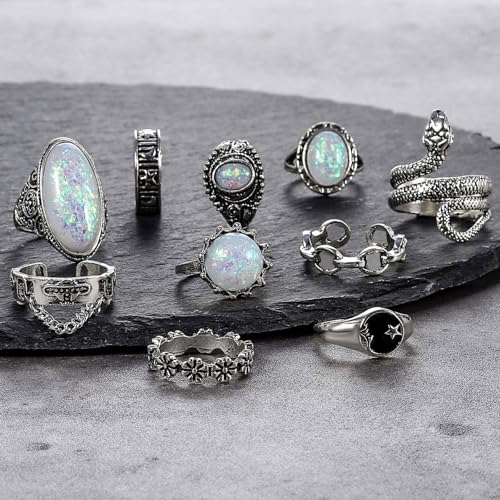 42 Pcs Vintage Silver Stackable Knuckle Ring Set