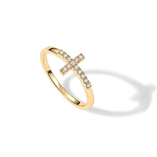 14K Gold Plated CZ Infinity Cross Ring