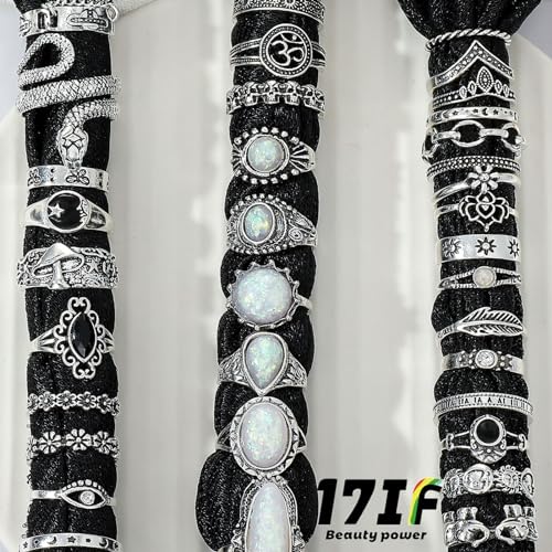 42 Pcs Vintage Silver Stackable Knuckle Ring Set