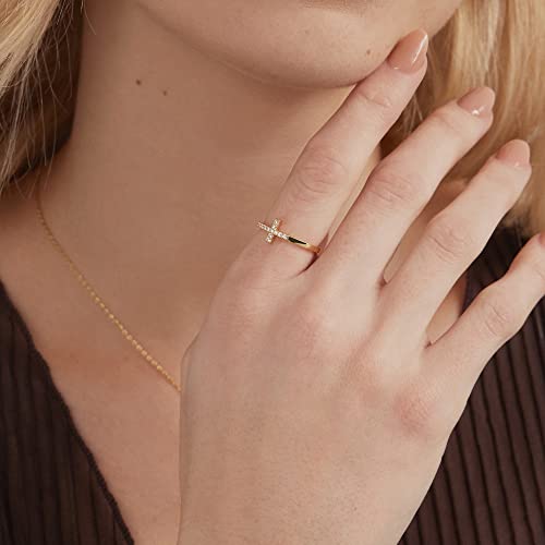 14K Gold Plated CZ Infinity Cross Ring
