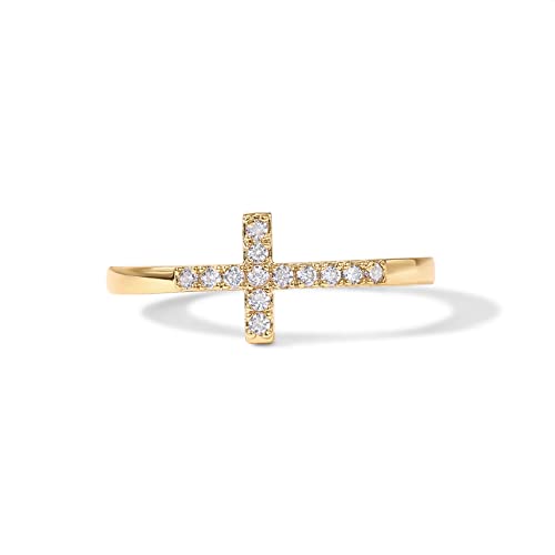 14K Gold Plated CZ Infinity Cross Ring