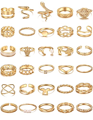 30 Pcs Vintage Gold Knuckle Ring Set for Women
