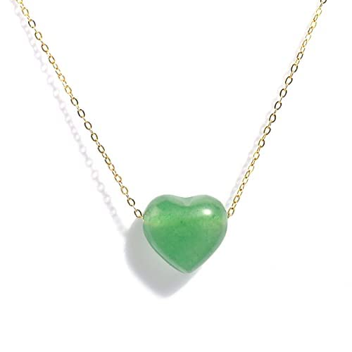 18k Gold Jade Heart Pendant Necklace for Women