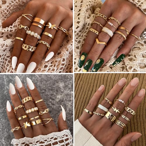 30 Pcs Vintage Gold Knuckle Ring Set for Women