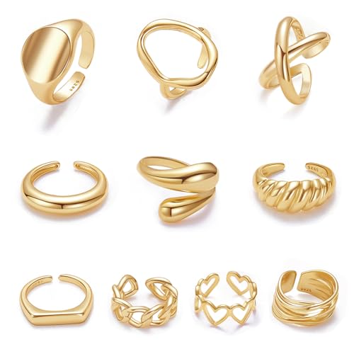 Chunky Gold Dome Rings Set for Women