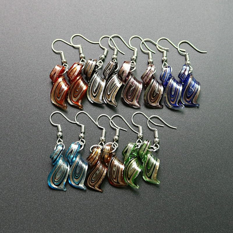 Handmade Geometric Glass Earrings and Necklace Set - Blue