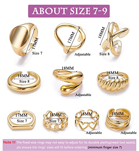 Chunky Gold Dome Rings Set for Women