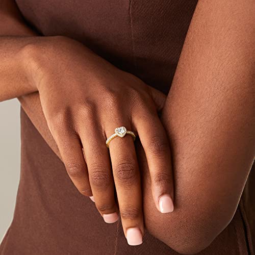 Gold Plated Heart Halo Ring for Women