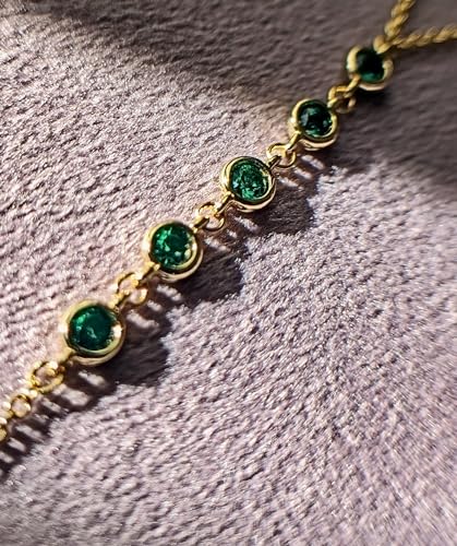 Emerald Green Hand Chain Bracelet in 14k Gold