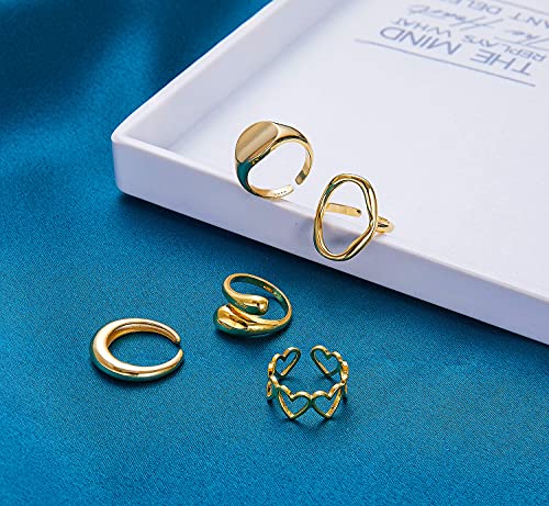 Chunky Gold Dome Rings Set for Women