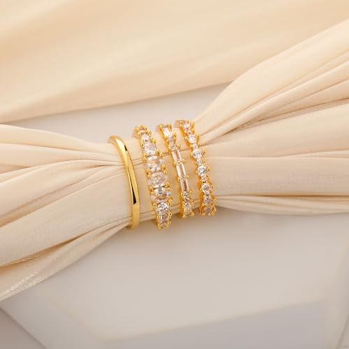 Dainty Stackable Gold Rings with Cubic Zirconia