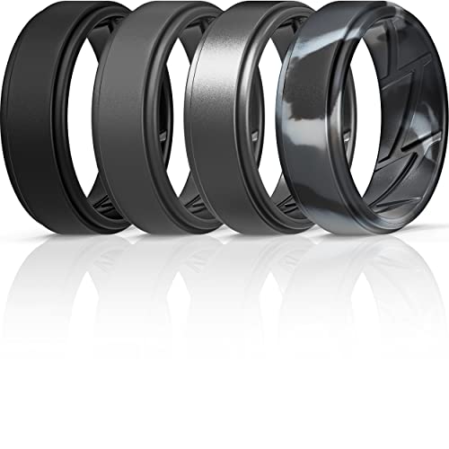 Sleek Silicone Wedding Rings for Men - Multipack