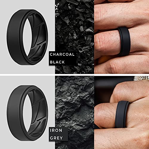 Sleek Silicone Wedding Rings for Men - Multipack